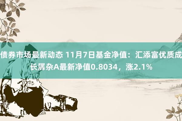 债券市场最新动态 11月7日基金净值：汇添富优质成长羼杂A最新净值0.8034，涨2.1%