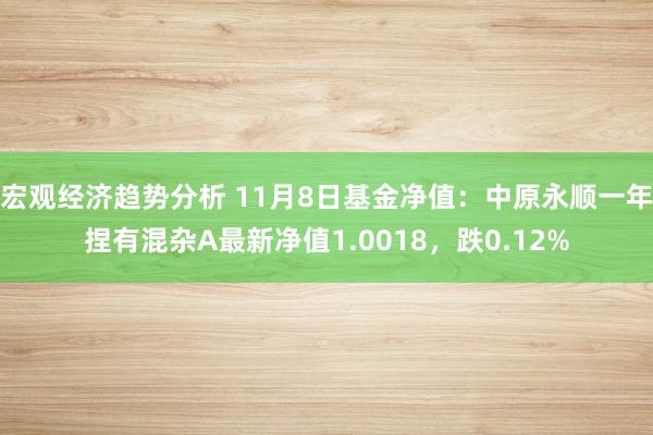 宏观经济趋势分析 11月8日基金净值：中原永顺一年捏有混杂A最新净值1.0018，跌0.12%