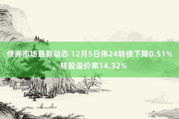 债券市场最新动态 12月5日伟24转债下降0.51%，转股溢价率14.32%