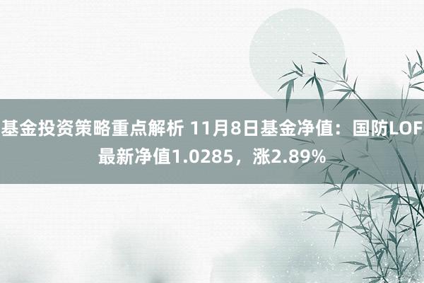 基金投资策略重点解析 11月8日基金净值：国防LOF最新净值1.0285，涨2.89%