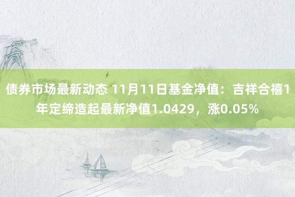 债券市场最新动态 11月11日基金净值：吉祥合禧1年定缔造起最新净值1.0429，涨0.05%