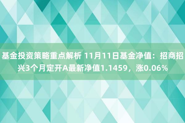 基金投资策略重点解析 11月11日基金净值：招商招兴3个月定开A最新净值1.1459，涨0.06%