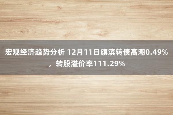 宏观经济趋势分析 12月11日旗滨转债高潮0.49%，转股溢价率111.29%