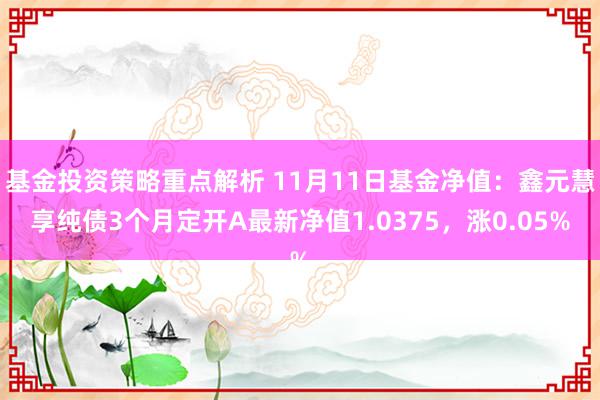 基金投资策略重点解析 11月11日基金净值：鑫元慧享纯债3个月定开A最新净值1.0375，涨0.05%