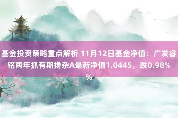 基金投资策略重点解析 11月12日基金净值：广发睿铭两年抓有期搀杂A最新净值1.0445，跌0.98%