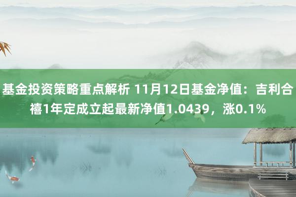 基金投资策略重点解析 11月12日基金净值：吉利合禧1年定成立起最新净值1.0439，涨0.1%