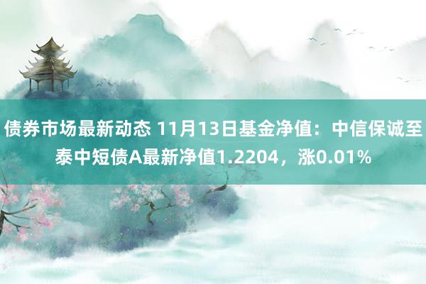 债券市场最新动态 11月13日基金净值：中信保诚至泰中短债A最新净值1.2204，涨0.01%