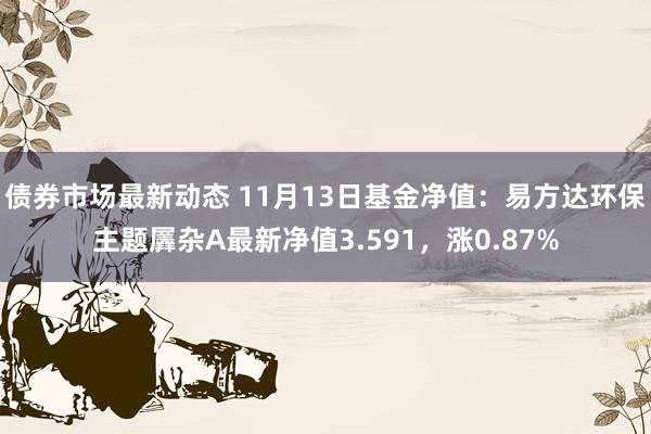 债券市场最新动态 11月13日基金净值：易方达环保主题羼杂A最新净值3.591，涨0.87%