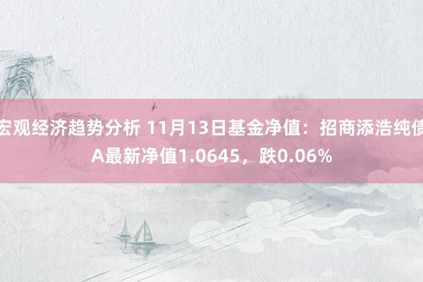 宏观经济趋势分析 11月13日基金净值：招商添浩纯债A最新净值1.0645，跌0.06%