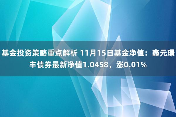 基金投资策略重点解析 11月15日基金净值：鑫元璟丰债券最新净值1.0458，涨0.01%