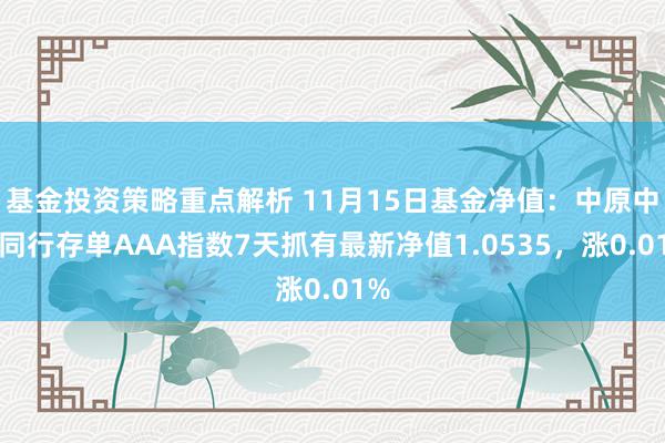 基金投资策略重点解析 11月15日基金净值：中原中证同行存单AAA指数7天抓有最新净值1.0535，涨0.01%