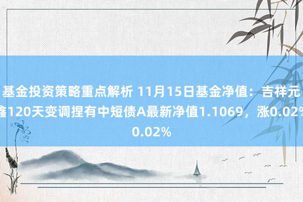 基金投资策略重点解析 11月15日基金净值：吉祥元鑫120天变调捏有中短债A最新净值1.1069，涨0.02%