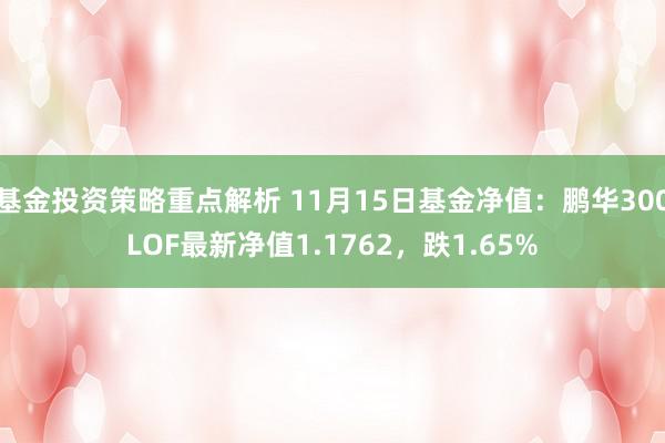 基金投资策略重点解析 11月15日基金净值：鹏华300LOF最新净值1.1762，跌1.65%