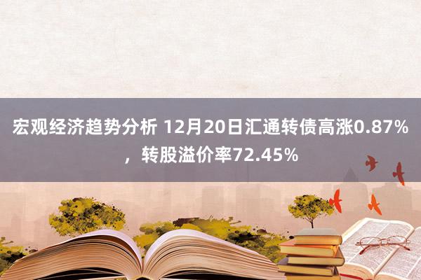 宏观经济趋势分析 12月20日汇通转债高涨0.87%，转股溢价率72.45%