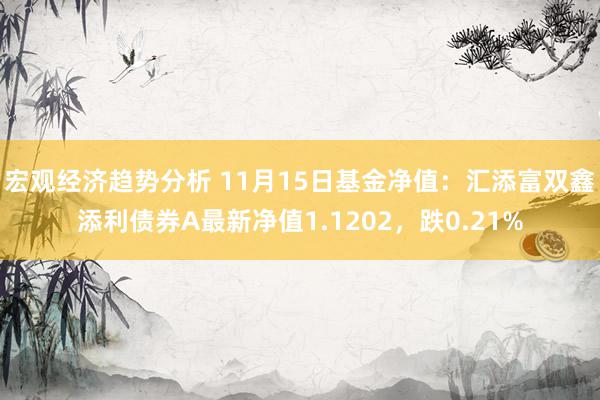 宏观经济趋势分析 11月15日基金净值：汇添富双鑫添利债券A最新净值1.1202，跌0.21%