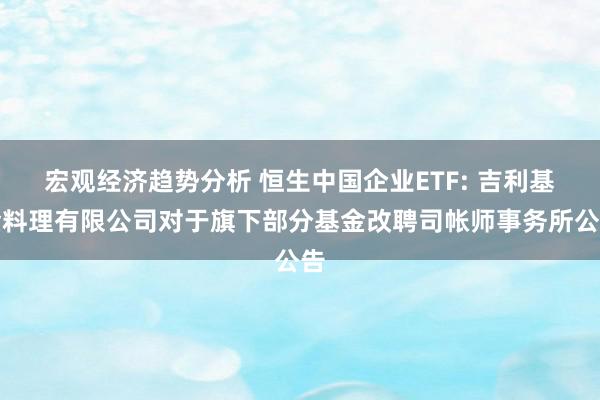 宏观经济趋势分析 恒生中国企业ETF: 吉利基金料理有限公司对于旗下部分基金改聘司帐师事务所公告