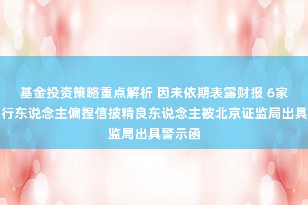 基金投资策略重点解析 因未依期表露财报 6家债券刊行东说念主偏捏信披精良东说念主被北京证监局出具警示函