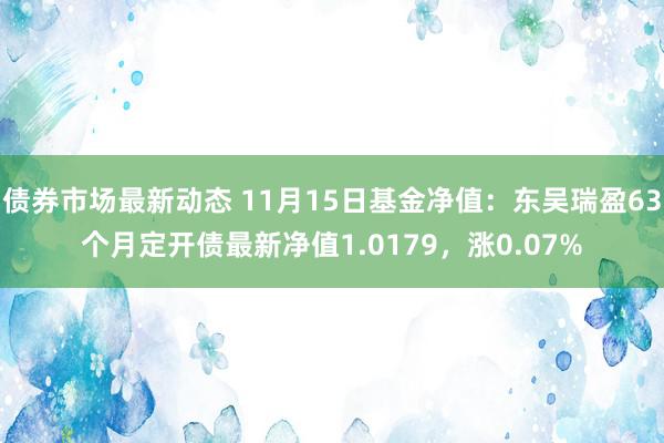 债券市场最新动态 11月15日基金净值：东吴瑞盈63个月定开债最新净值1.0179，涨0.07%