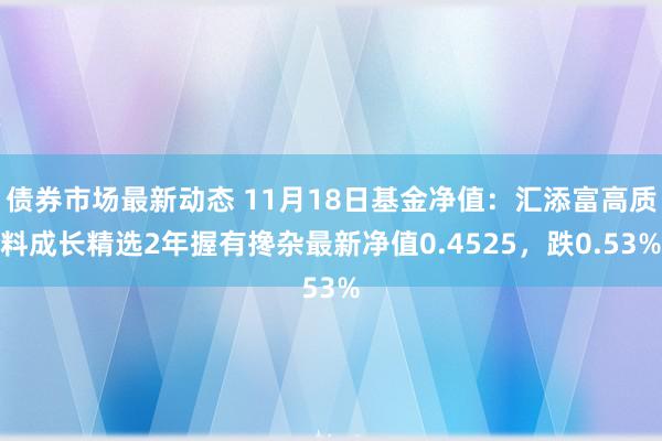 债券市场最新动态 11月18日基金净值：汇添富高质料成长精选2年握有搀杂最新净值0.4525，跌0.53%