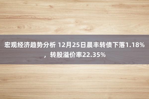 宏观经济趋势分析 12月25日晨丰转债下落1.18%，转股溢价率22.35%