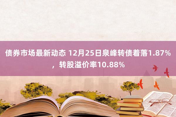 债券市场最新动态 12月25日泉峰转债着落1.87%，转股溢价率10.88%