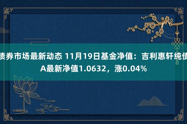 债券市场最新动态 11月19日基金净值：吉利惠轩纯债A最新净值1.0632，涨0.04%