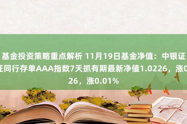 基金投资策略重点解析 11月19日基金净值：中银证券中证同行存单AAA指数7天抓有期最新净值1.0226，涨0.01%