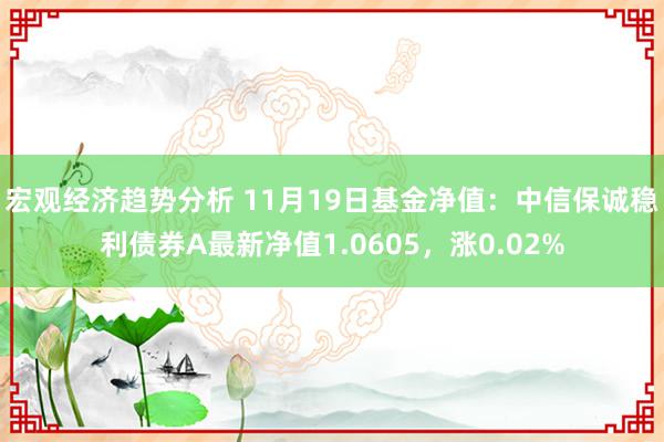 宏观经济趋势分析 11月19日基金净值：中信保诚稳利债券A最新净值1.0605，涨0.02%