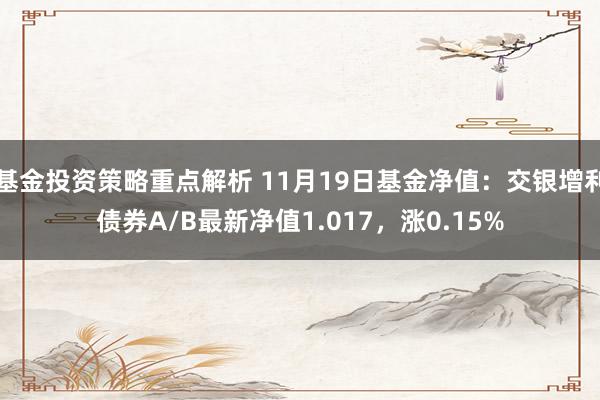 基金投资策略重点解析 11月19日基金净值：交银增利债券A/B最新净值1.017，涨0.15%