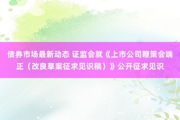 债券市场最新动态 证监会就《上市公司鞭策会端正（改良草案征求见识稿）》公开征求见识