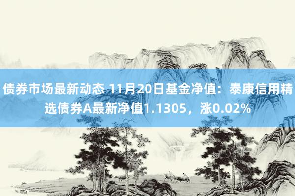 债券市场最新动态 11月20日基金净值：泰康信用精选债券A最新净值1.1305，涨0.02%