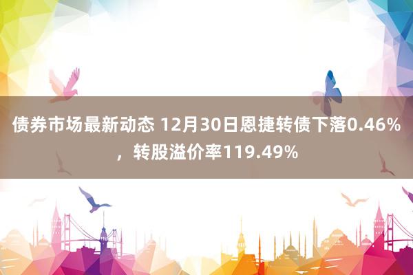 债券市场最新动态 12月30日恩捷转债下落0.46%，转股溢价率119.49%