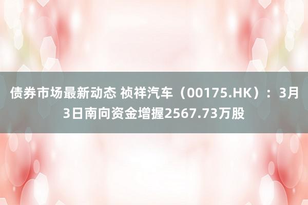 债券市场最新动态 祯祥汽车（00175.HK）：3月3日南向资金增握2567.73万股