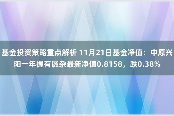 基金投资策略重点解析 11月21日基金净值：中原兴阳一年握有羼杂最新净值0.8158，跌0.38%