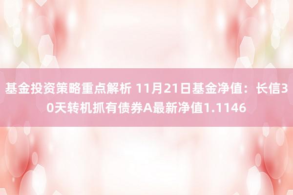 基金投资策略重点解析 11月21日基金净值：长信30天转机抓有债券A最新净值1.1146