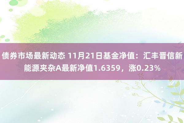 债券市场最新动态 11月21日基金净值：汇丰晋信新能源夹杂A最新净值1.6359，涨0.23%