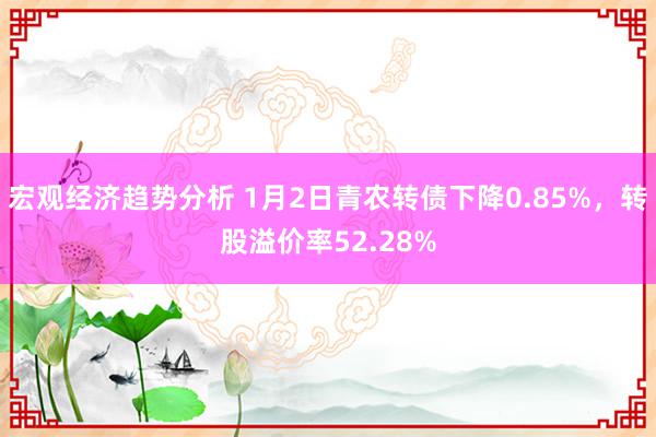 宏观经济趋势分析 1月2日青农转债下降0.85%，转股溢价率52.28%