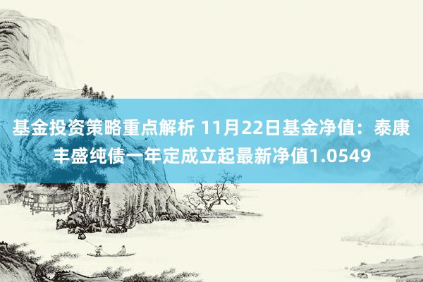 基金投资策略重点解析 11月22日基金净值：泰康丰盛纯债一年定成立起最新净值1.0549