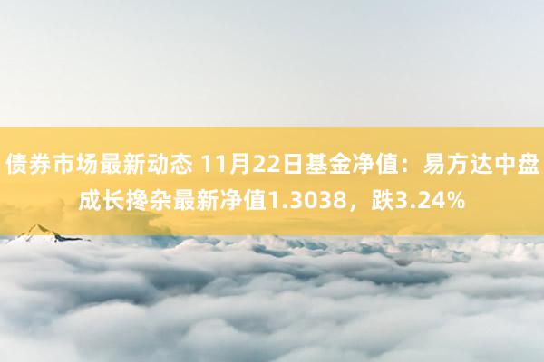 债券市场最新动态 11月22日基金净值：易方达中盘成长搀杂最新净值1.3038，跌3.24%