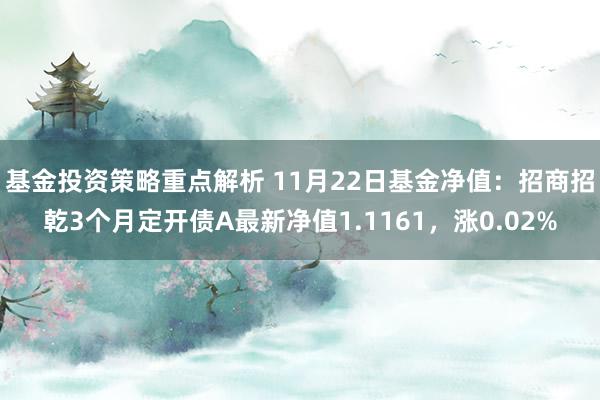 基金投资策略重点解析 11月22日基金净值：招商招乾3个月定开债A最新净值1.1161，涨0.02%