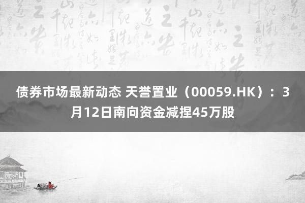 债券市场最新动态 天誉置业（00059.HK）：3月12日南向资金减捏45万股