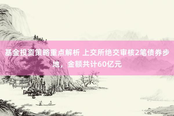 基金投资策略重点解析 上交所绝交审核2笔债券步地，金额共计60亿元