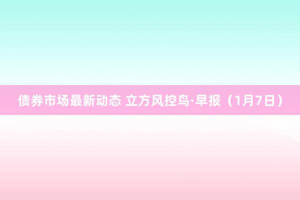 债券市场最新动态 立方风控鸟·早报（1月7日）