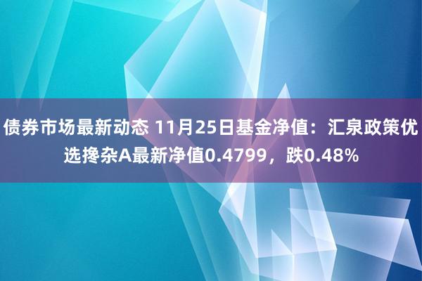 债券市场最新动态 11月25日基金净值：汇泉政策优选搀杂A最新净值0.4799，跌0.48%