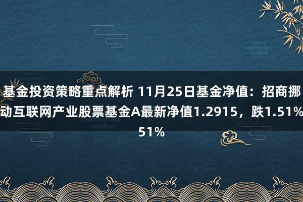 基金投资策略重点解析 11月25日基金净值：招商挪动互联网产业股票基金A最新净值1.2915，跌1.51%