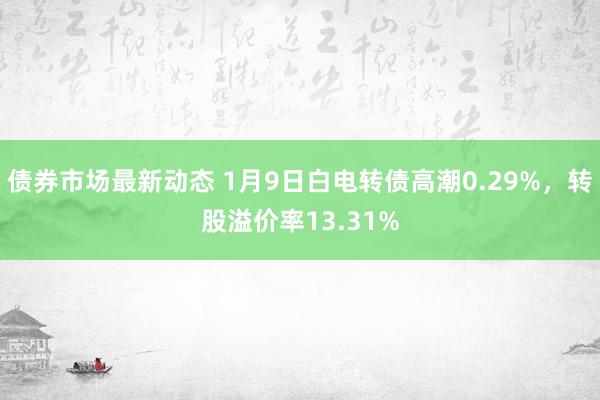 债券市场最新动态 1月9日白电转债高潮0.29%，转股溢价率13.31%