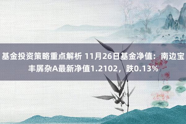 基金投资策略重点解析 11月26日基金净值：南边宝丰羼杂A最新净值1.2102，跌0.13%