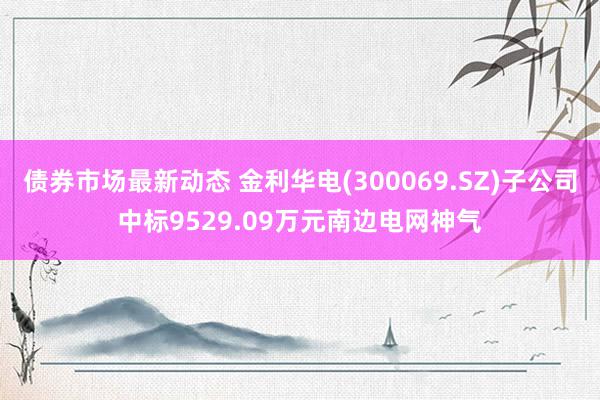 债券市场最新动态 金利华电(300069.SZ)子公司中标9529.09万元南边电网神气